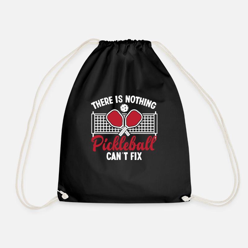 Funny Pickleball Gift - Drawstring Bag - black