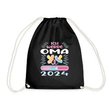 Oma 2024 werdende Oma 2024 Loading - Turnbeutel - Schwarz - Vorne