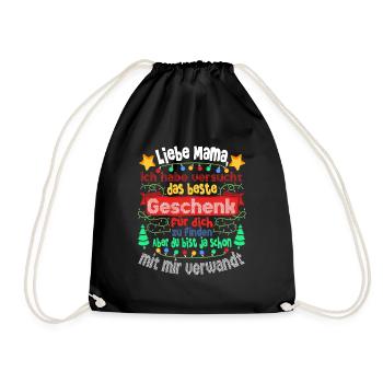 Weihnachts Weihnachten Liebe Mama Mutter Lustig - Turnbeutel - Schwarz - Vorne
