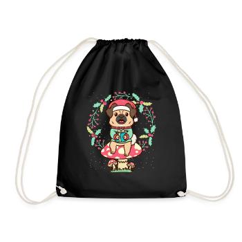 Chien épagneul tibétain sur Couronne de Noël champignon - Sac de sport léger - noir - Devant