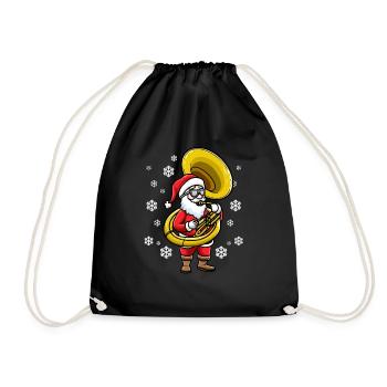 Weihnachtsmann Mit Sousaphon-instrument - Turnbeutel - Schwarz - Vorne