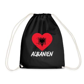 Albanische Flagge Albanischer Adler Shqiponja - Turnbeutel - Schwarz - Vorne