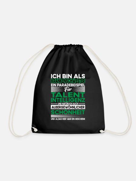 Krankenschwester Bescheiden - Lustiger Spruch - Turnbeutel - Schwarz