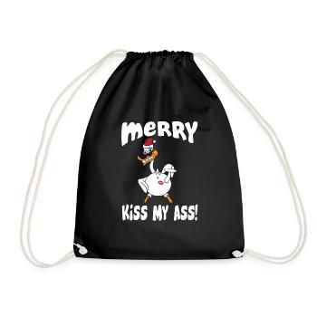 Merry Kiss My Ass - Drawstring Bag - black - Front