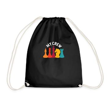 Meine Mannschaft Schachspieler Lustiges Retro - Turnbeutel - Schwarz - Vorne