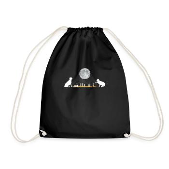 Funny Chess Player Board Game Coach Dog - Drawstring Bag - black - Front