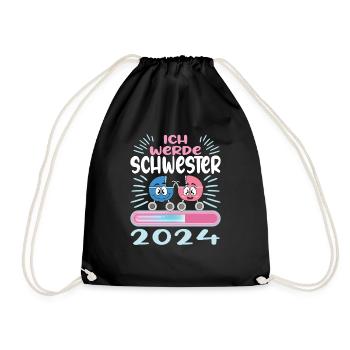 Schwester werden Schwester 2024 - Turnbeutel - Schwarz - Vorne