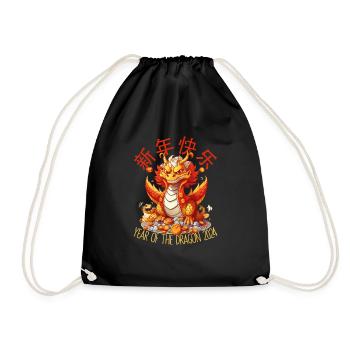 Year Of The Dragon Happy Chinese New Year 2024 - Turnbeutel - Schwarz - Vorne