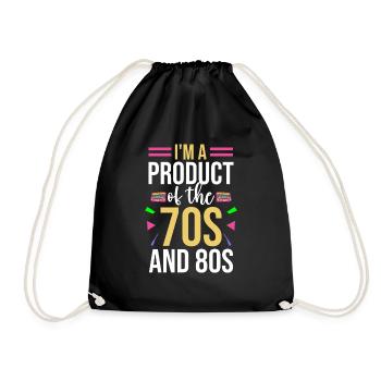 Girl Boy Kids 70s 80s 90s Disco Costume Outfit - Drawstring Bag - black - Front