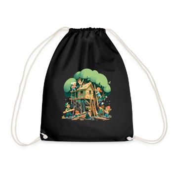 Les enfants construisent une cabane dans les arbres - Sac de sport léger - noir - Devant