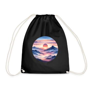 Beautiful sunset over mountain range - Drawstring Bag - black - Front