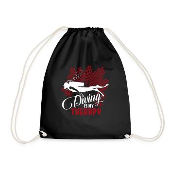Diving Diving Is My Therapy - Drawstring Bag - black - Front