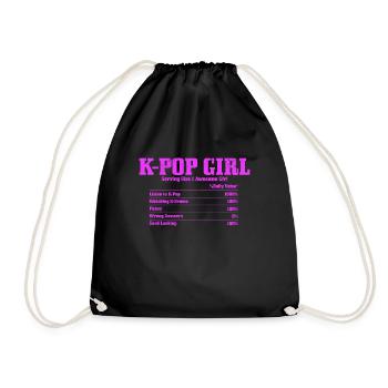 K-Pop Fan Geschenk Koreanische Popmusik - Turnbeutel - Schwarz - Vorne
