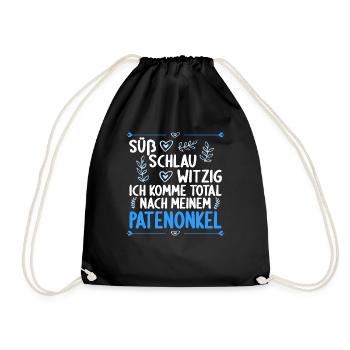 Ich komme total nach meinem Patenonkel Patenkind - Turnbeutel - Schwarz - Vorne