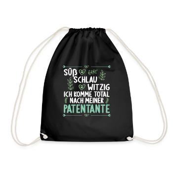 Ich komme total nach meiner Patentante Patenkind - Turnbeutel - Schwarz - Vorne