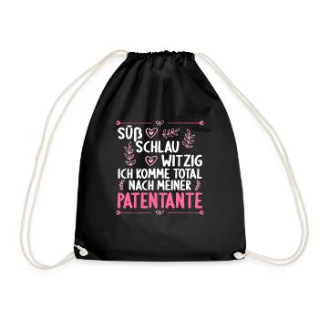 Ich komme total nach meiner Patentante Patenkind - Turnbeutel - Schwarz - Vorne