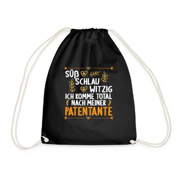 Ich komme total nach meiner Patentante Patenkind - Turnbeutel - Schwarz - Vorne