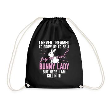 Bunny Mom Bunny Gift Bunny Lover Saying - Drawstring Bag - black - Front