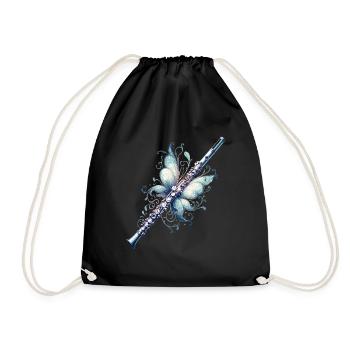 Flöte mit einem eleganten, mystischen Feenthema - Turnbeutel - Schwarz - Vorne
