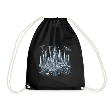 Futuristic cityscape in digital art - Drawstring Bag - black - Front