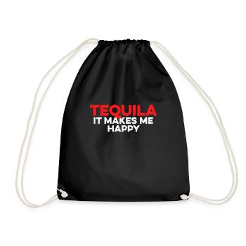 Tequila. It Makes Me Happy Mexican Alcoholic Lover - Drawstring Bag - black - Front