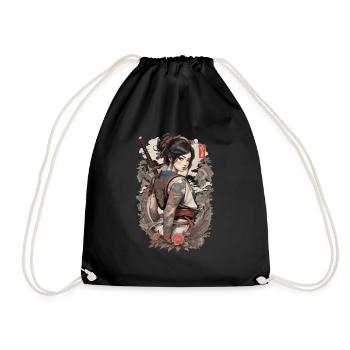 Japanische Samurai-Ninja-Frau - Turnbeutel - Schwarz - Vorne