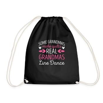 Real Grandmas Line Dance Sewing Dancing Grandma - Drawstring Bag - black - Front