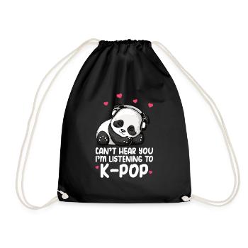 Can't Hear You I'm Listening Kpop Merchandise - Turnbeutel - Schwarz - Vorne