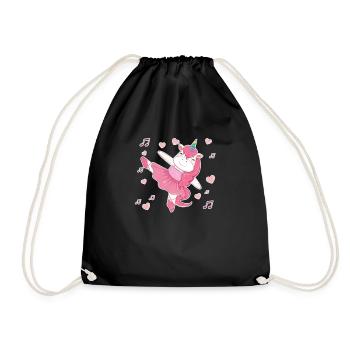 Ballet Dancer Unicorn Rainbow Ballerina Tutu - Drawstring Bag - black - Front