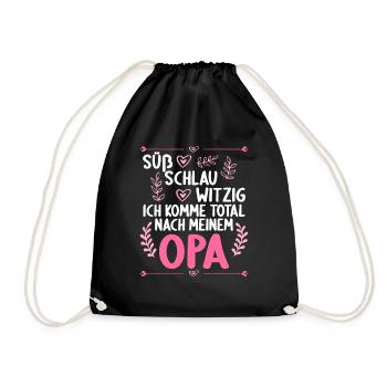 Ich komme total nach meinem Opa Enkelin Enkel - Turnbeutel - Schwarz - Vorne