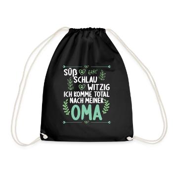Ich komme total nach meiner Oma Enkelin Enkel - Turnbeutel - Schwarz - Vorne