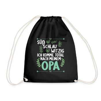 Ich komme total nach meinem Opa Enkelin Enkel - Turnbeutel - Schwarz - Vorne