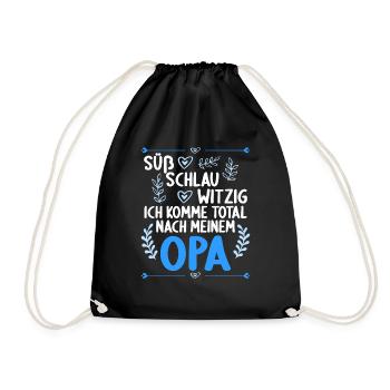 Ich komme total nach meinem Opa Enkelin Enkel - Turnbeutel - Schwarz - Vorne