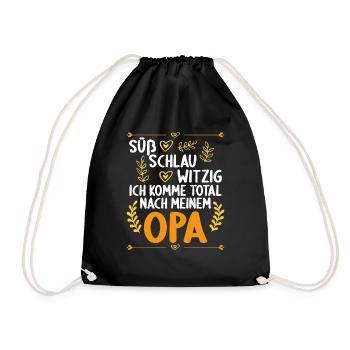 Ich komme total nach meinem Opa Enkelin Enkel - Turnbeutel - Schwarz - Vorne