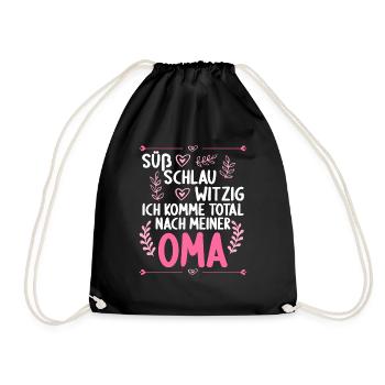 Ich komme total nach meiner Oma Enkelin Enkel - Turnbeutel - Schwarz - Vorne