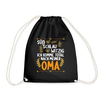 Ich komme total nach meiner Oma Enkelin Enkel - Turnbeutel - Schwarz - Vorne