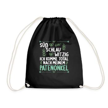 Ich komme total nach meinem Patenonkel Patenkind - Turnbeutel - Schwarz - Vorne