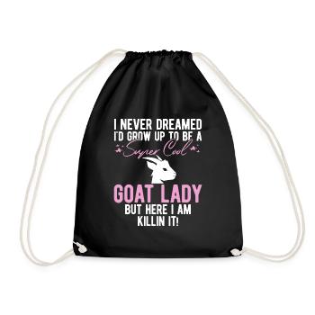 Goat Mom Goat Gift Goat Lover Saying - Drawstring Bag - black - Front