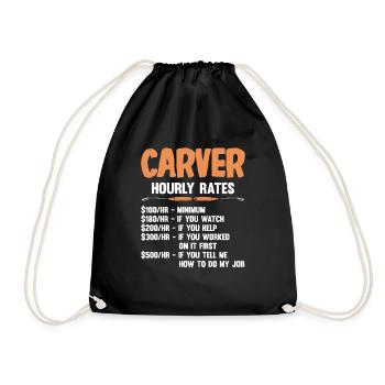 Wood Shining Wood Carving - Drawstring Bag - black - Front
