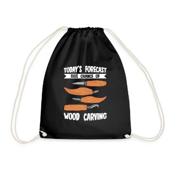 Wood Shining Wood Carving - Drawstring Bag - black - Front