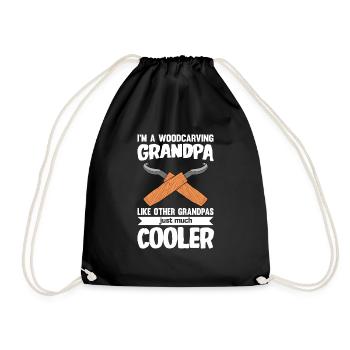 Wood Shining Wood Carving - Drawstring Bag - black - Front