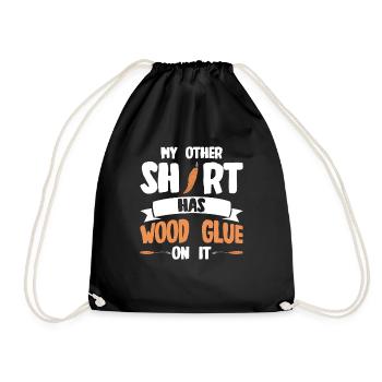 Wood Shining Wood Carving - Drawstring Bag - black - Front