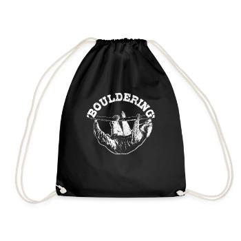 Bouldering Sloth Climbing Gift - Drawstring Bag - black - Front