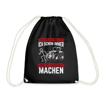 Beruflich Wollte Ich Schon Immer Was Mit Menschen - Turnbeutel - Schwarz - Vorne