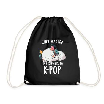 Je ne t’entends pas, j’écoute des produits Kpop - Sac de sport léger - noir - Devant