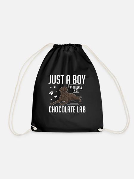 Chocolate Labrador Retriever Dog - Drawstring Bag - black