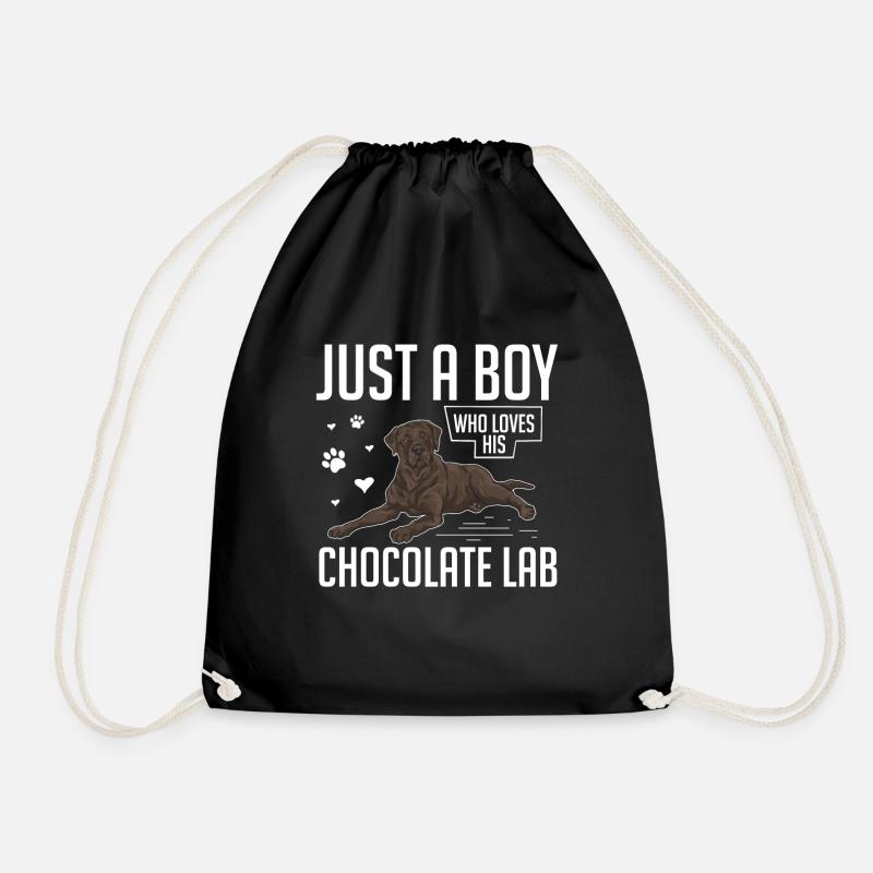 Chocolate Labrador Retriever Dog - Drawstring Bag - black