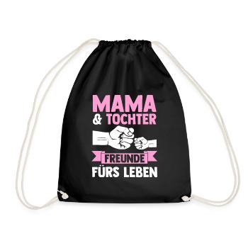 Mutter Muttertag Mama und Tochter - Turnbeutel - Schwarz - Vorne
