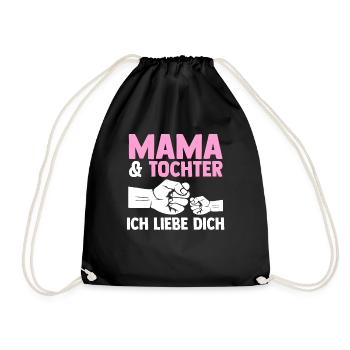 Mutter Muttertag Mama und Tochter - Turnbeutel - Schwarz - Vorne