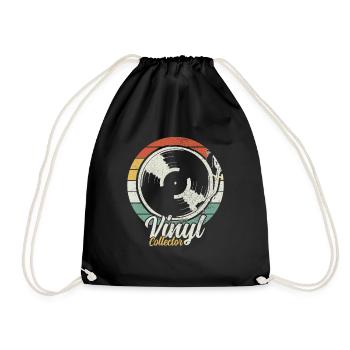 Vinyl Schallplatte Vintage DJ Geschenk - Turnbeutel - Schwarz - Vorne